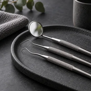 Dentalni instrumenti na tamnoj podlozi — tematski vizual