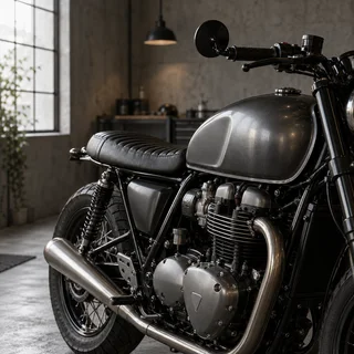 Detalj motocikla u radionici — tematski vizual